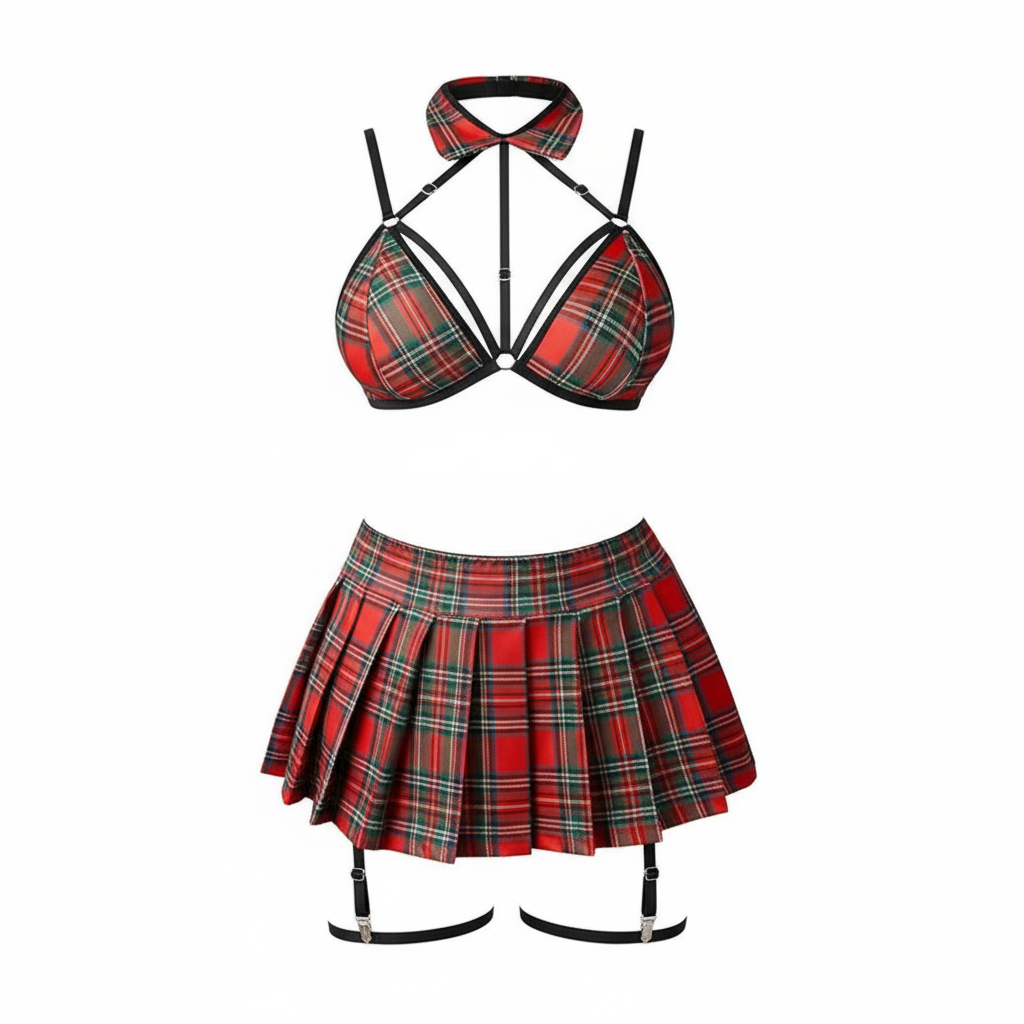 BOLDQUEEN Strappy Plaid Bralette