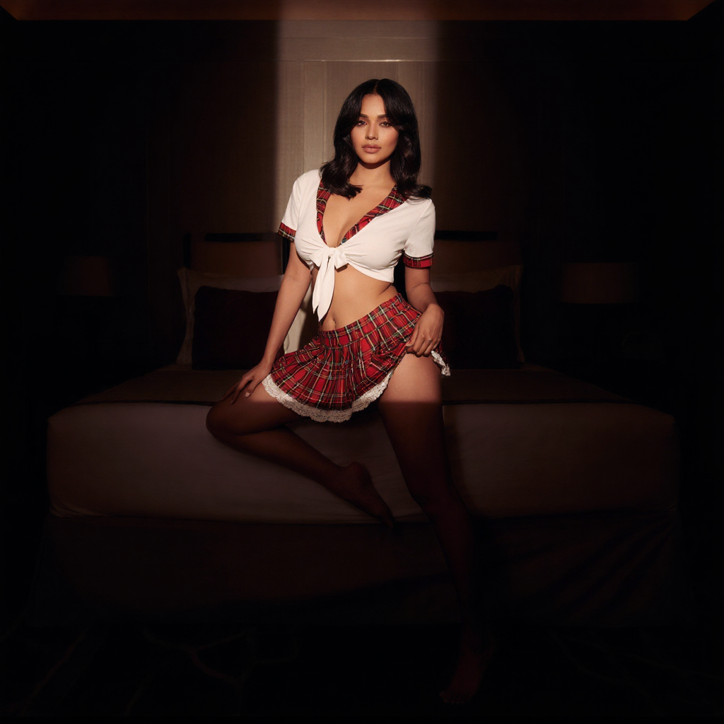 Tie-Front Crop Top & Pleated Mini Skirt Lingerie