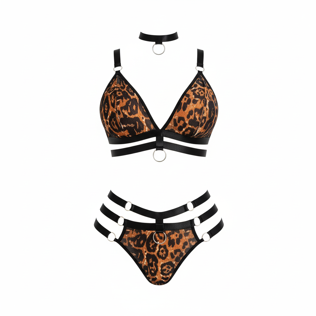 BOLDQUEEN Wild Leopard Print Lingerie Set for Women